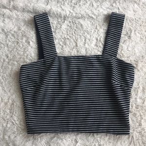 WAYF black and white striped crop top
